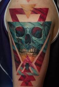 geometric style of colored triangles andskullTattoo picture