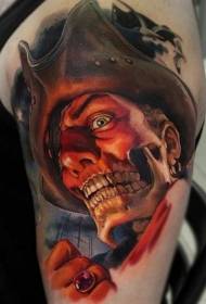 Surface color creepy pirate skeleton tattoo