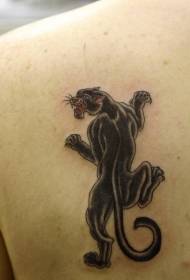 Motivo tatuaggio spalla pantera nera ruggente
