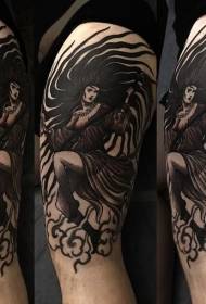 Velika ruka ilustracija stil crni fantasy žena tetovaža uzorak