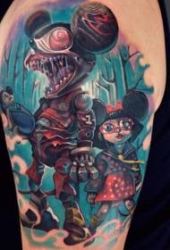 Wielkie ramię kolor zły wzór kreskówki Mickey Mouse tatuaż