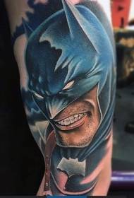 小臂彩色卡通憤怒的蝙蝠俠紋身圖案