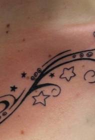 Звезди на ключицата и модел на татуировка на лозата