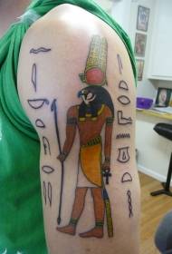 Rankos karikatūros egiptietiškos freskos spalvos tatuiruotės modelis