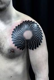 Modello di tatuaggio geometrico a spirale nera con design a spalla semplice