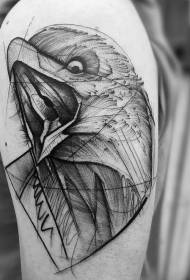 Granda nigra linio aglo personeco tatuaje ŝablono