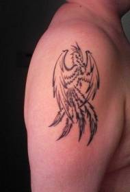 Arm phoenix black line tattoo pattern