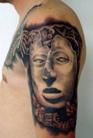 Големи ръкави камък стил готина маска татуировка модел
