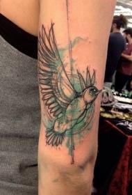 Cute hummingbird sketch colorful tattoo pattern
