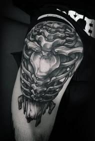 Zwart skelet groot arm tattoo patroon