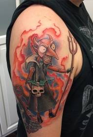 Devil dhe karikaturë model tatuazh i kafkës