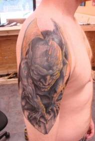 Big arm scary gargoyle painted tattoo pattern