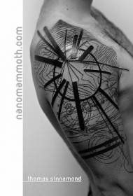 Shoulder black lines abstract personality tattoo pattern