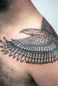 Ombro old school preto cinza alado padrão de tatuagem de águia