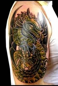 Old school big arm color cartoon dragon tattoo pattern