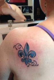 Blue lily pattern shoulder tattoo pattern