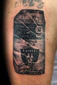 Patrón de tatuaxe de letra plana de estilo negro de brazo grande