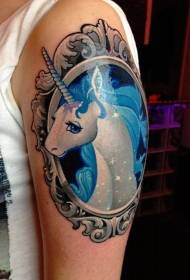 Arm cute cartoon unicorn tattoo pattern