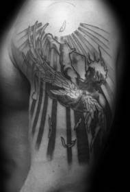 Mẫu hình xăm Icarus với màu đen và trắng thả