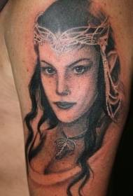 Anell de braços princesa elf princesa retrat patró de tatuatge