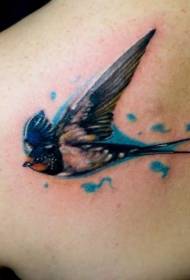 Shoulder colored swallow tattoo pattern