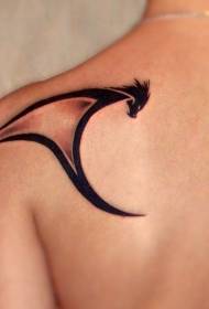 Tribal black dragon simple back tattoo pattern