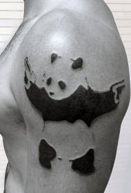Arm black strange panda with pistol tattoo pattern