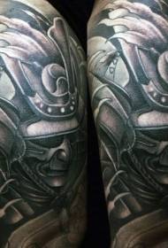 Črno-beli vzorec tetovaže bojevnika v stripu velike roke