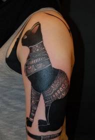 Тамно египатски узорак тетоважа мачака тотем