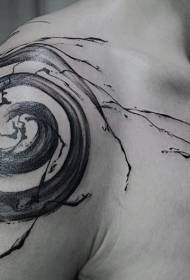 Ink style black swirl shoulder tattoo pattern