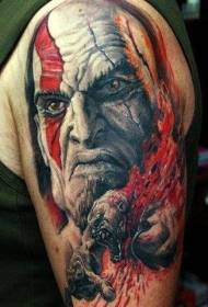 Veľké rameno realistický štýl zla barbarský portrét tetovanie vzor