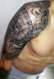 Big arm ancient black and white sculpture tattoo pattern