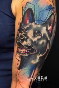 Patrón de tatuaxe de lobo incrible de brazo grande