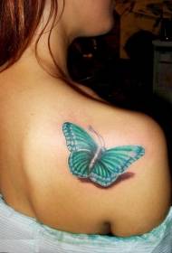 Modello femminile realistico realistico del tatuaggio della farfalla della spalla femminile