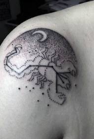Funny black scorpio constellation tattoo pattern on the shoulder