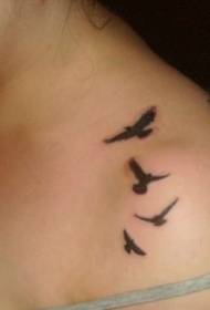 Girl shoulder black bird tattoo pattern