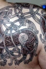 Kalahati ng isang celtic knot lion totem tattoo pattern