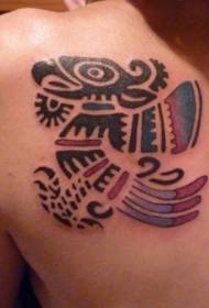 Terug gekleurd tribal vogel sieraad tattoo patroon