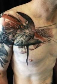 Modèle de tatouage grand oiseau couleur réaliste épaule