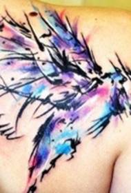 Colorful bird tattoo pattern on the back