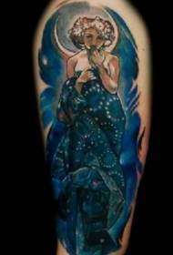 Modello del tatuaggio del vestito da sera della bella donna dell'ente variopinto del grande braccio