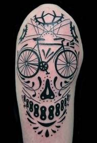 Big arm black line bicycle with part tattoo pattern