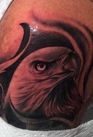 Arm black gray realistic style eagle head tattoo pattern