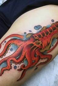 الگوی تاتو ماهی مرکب رنگی کارتونی بازو
