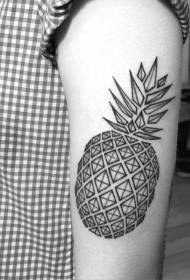 Padrão de tatuagem de abacaxi preto estilo geométrico de braço