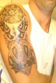 Aztec tribal pattern big arm tattoo pattern