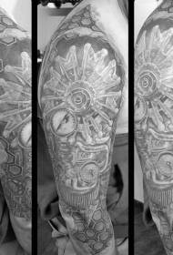 Big arm black realistic aircraft engine tattoo pattern