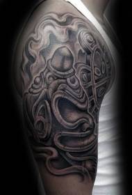 Big arm black gray style statue tattoo pattern