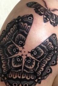 Shoulder beautiful moth black gray tattoo pattern