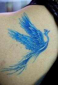 Model de tatuaj din spate de fenix albastru